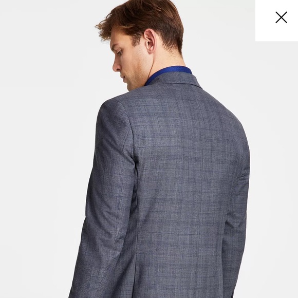 MICHAEL KORS MEN Classic Fit Wool Blend Stretch Suit Jacket PANTS SET PLAID BLUE - Picture 3 of 16